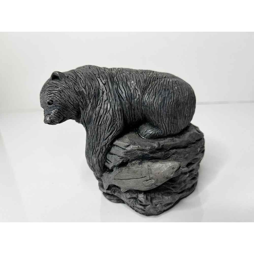 Hand Crafted "G" SFD Co Anchorage Alaska Bear With Fish Figurine‎